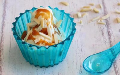 גלידת מסקרפונה, קרמל מלוח ושקדים