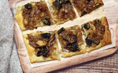 מאפה פטריות ובצל מקורמל